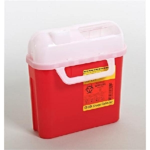 Sharps Container 5.4q Red 4-1/2x11-6/10x11-7/10 Counterbalanced Standard Entry Plastic Ea