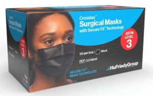Crosstex Surgical Mask w/Secure Fit Level-3 50/Pk Black