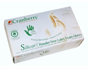 Cranberry Silkcare Latex PF Gloves (M) 100Bx