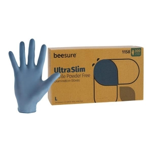BeeSure UltraSlim Nitrile Gloves 300/Box Large
