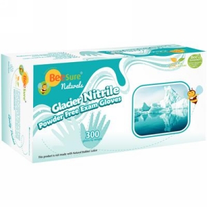 BeeSure Glacier Naturals PF Nitrile Exam Glove (S) 300Bx