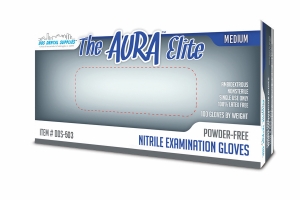 Aura Elite P.F. Nitrile Premium Flex Exam Gloves (M) 100Bx