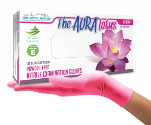 Aura Lotus P.F. Nitrile Premium Gloves (M) 100Bx