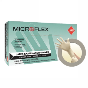 Microflex Latex X-Large L974 E-Grip Non-Sterile Latex Disposable Exam Gloves; Powder Free Textured X-Large Natural XLGGLOVE