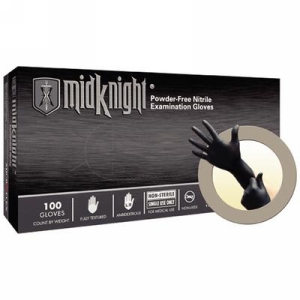 MICROFLEX - MIDKNIGHT POWDER-FREE NITRILE BLACK EXAM GLOVES - Small