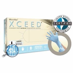 MICROFLEX - XCEED POWDER-FREE NITRILE NS BLUE EXAM GLOVES - Xlarge