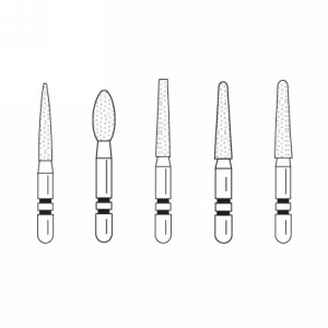 Premier - Two Striper Gold-Plated Curettage Short Cut Diamond Friction Grip Burs - Short-Cut 253SBS