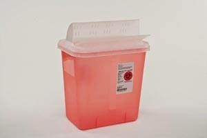 Sharps Container Horizontal Lid TransPairt Red 2 Gallon, Covidien/Kendall Healthcare, 89671