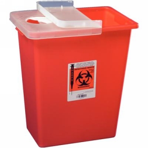 Large Volume Sharps Containers with Hinged Lid 8 Gallon Each, Covidien/Kendall Healthcare, 8980