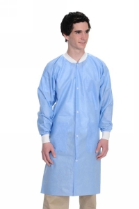 Extra-Safe Medical Blue LabCoat Medium Latex-Free Fluid Resistant AAMI Level 3 Pack of 10, ValuMax, 3660MBM