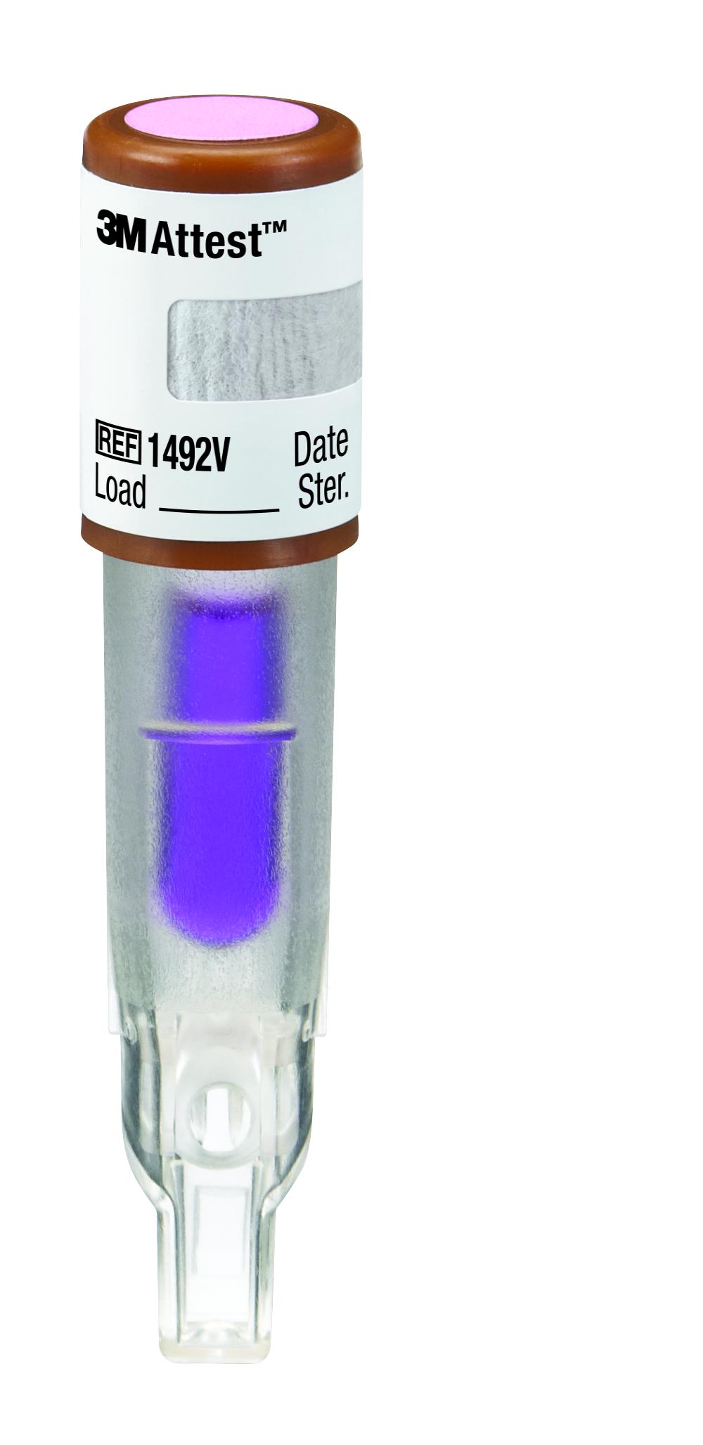3M Attest Super Rapid Steam Biological Indicator, 1492V, Brown Cap, 24min, 50/CAR, 4 CAR/CS, 200/CS