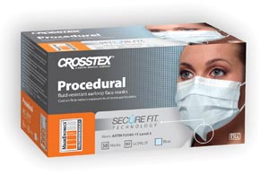 Crosstex Procedural Earloop Mask ASTM2 Blue 50Bx