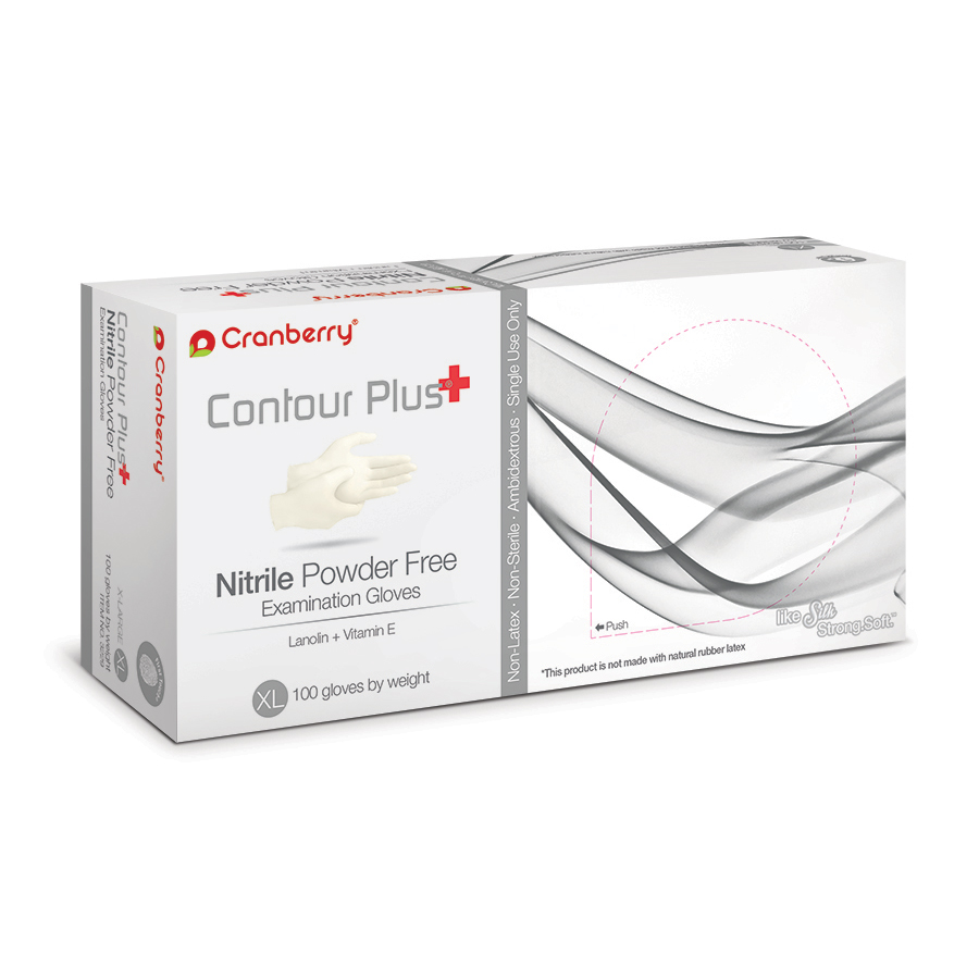 Contour Plus Nitrile PF Gloves (M) 100Bx
