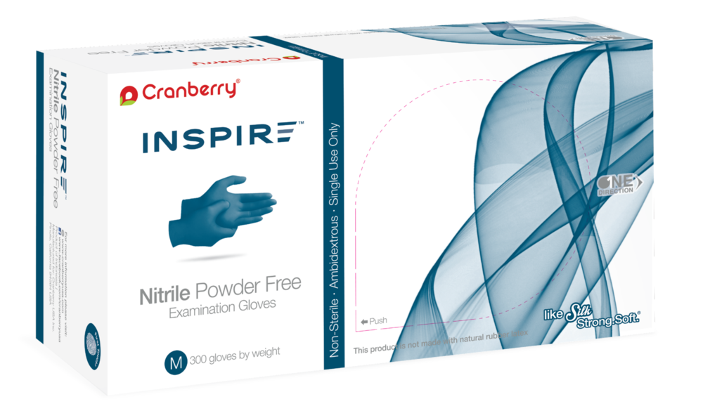 Inspire Nitrile PF Exam Gloves (M) 300Bx