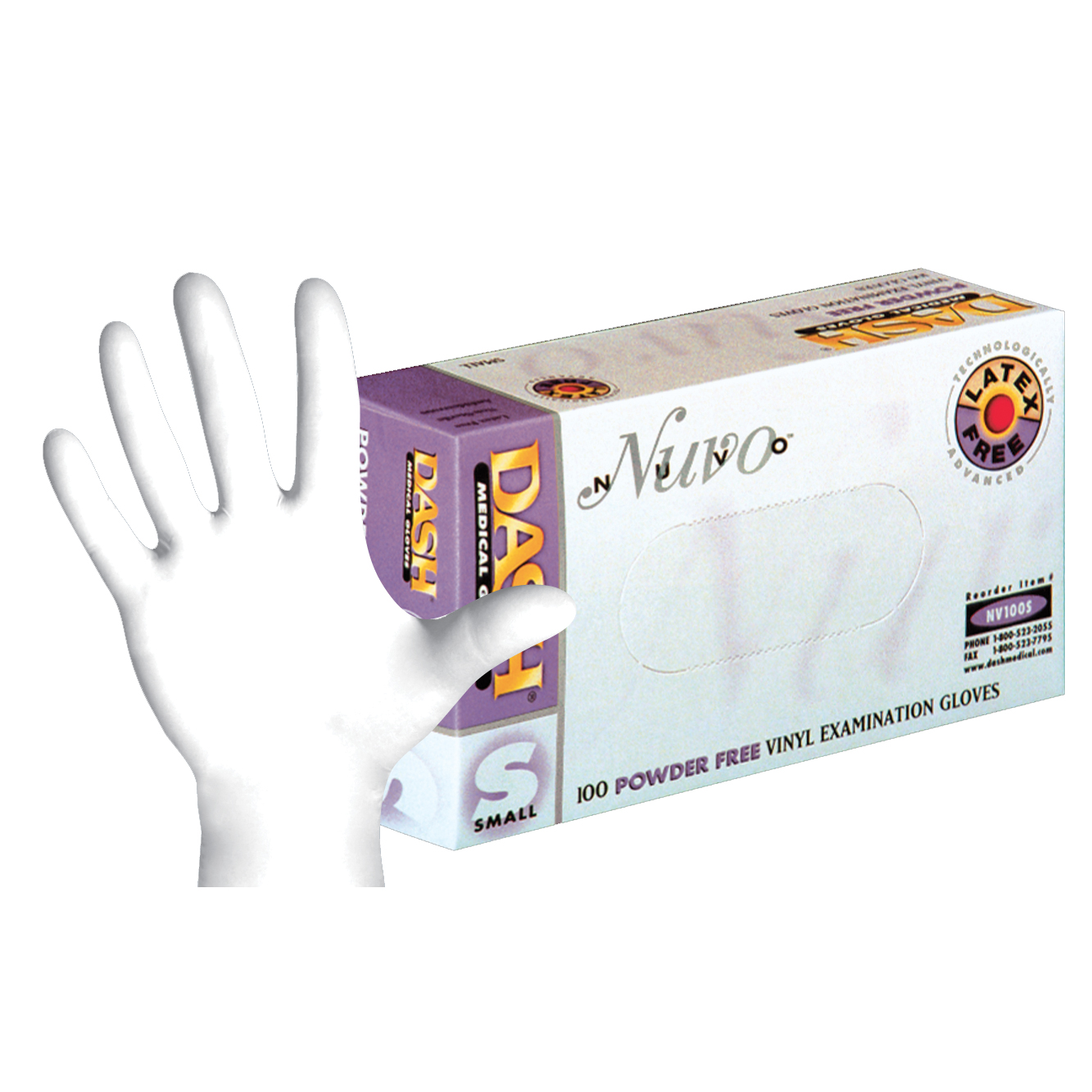 Dash Medical - Nuvo Vinyl Powder Free Exam Gloves - Medium