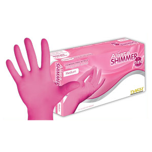 Dash Medical - Alasta Shimmer Pink Nitrile Powder Free Gloves - Medium