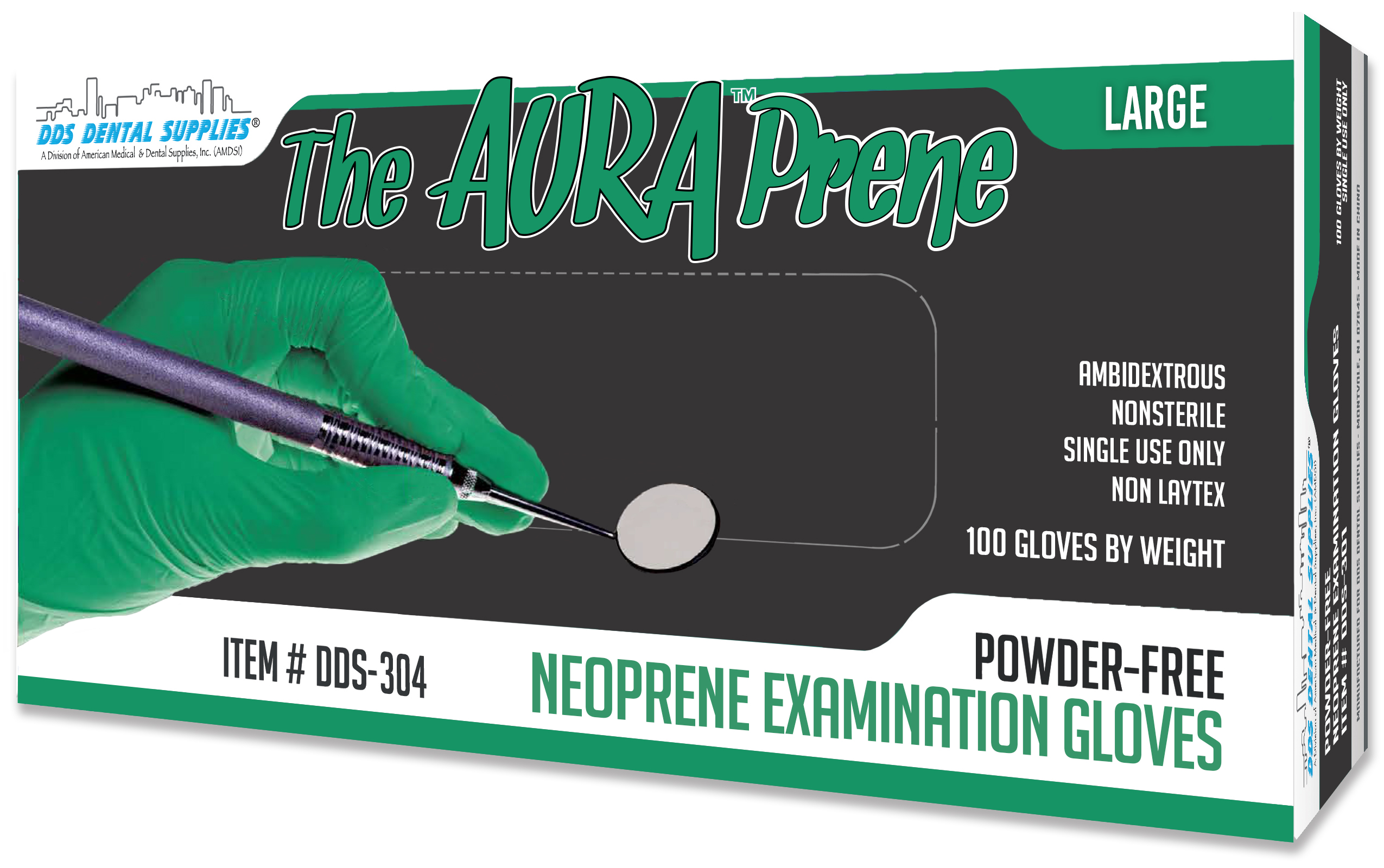AuraPrene Chloroprene PF Gloves (L) 100Bx