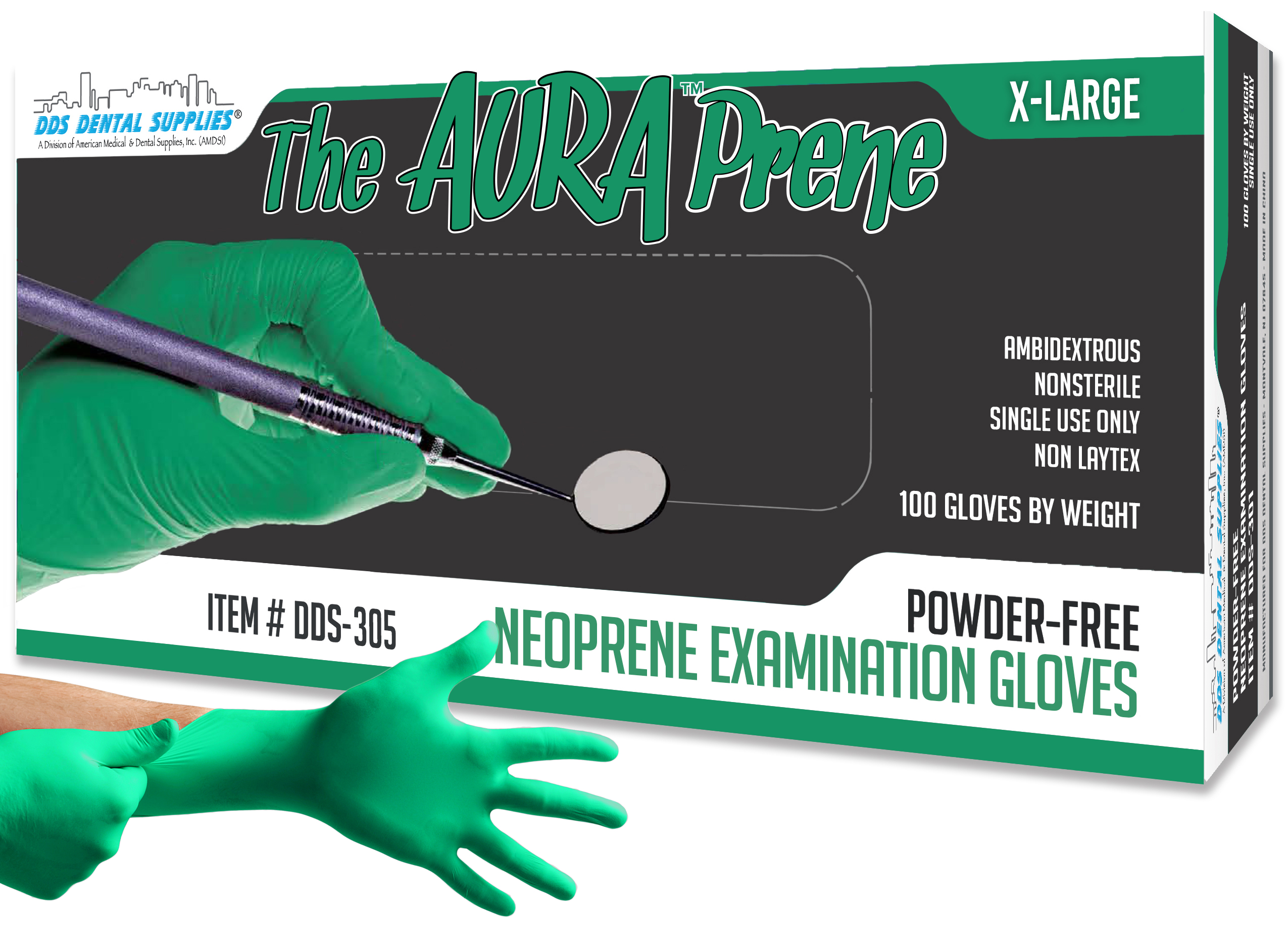 AuraPrene Chloroprene PF Gloves (XL) 100Bx