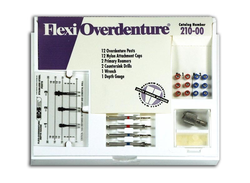 Flexi-Overdenture Stainless Steel Attachments-Red, Blue/Sizes 1, 2
