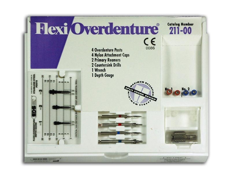 Flexi-Overdenture SS Attachments Intro Kit Sizes 1,2 Red/Blue