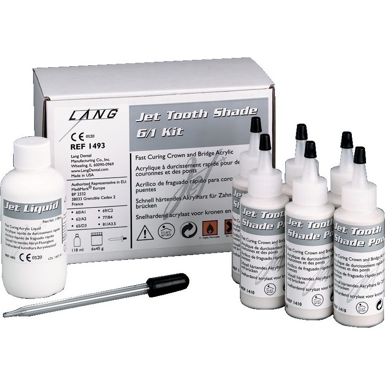 Jet Tooth Shade Acrylic Pwd. 4oz(100gm), Lang Dental, 1420-81