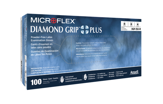 Diamond Grip Plus PF Latex Gloves X-Small 100/Box