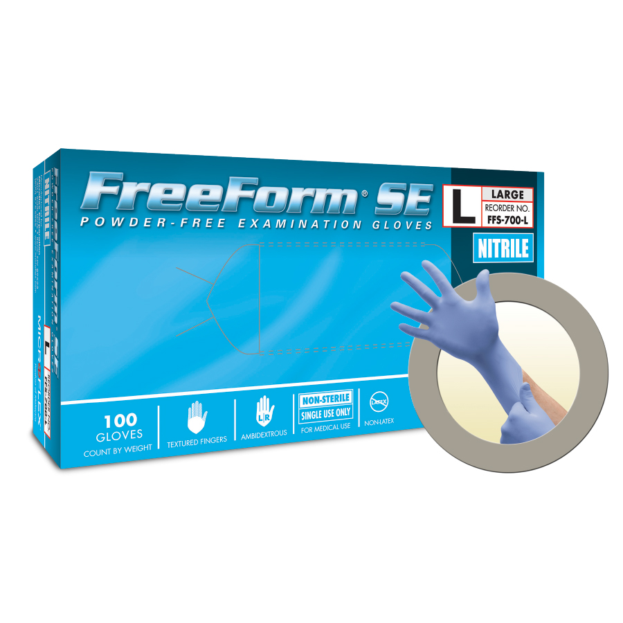 Microflex - FreeForm® Extended Cuff Nitrile Latex Free Powder Free Sample Pack Exam Gloves - Small (sample)