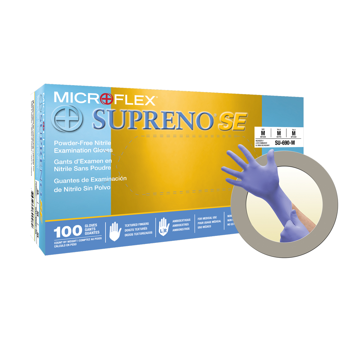 MICROFLEX - SUPRENO SE POWDER-FREE NITRILE BLUE EXAM GLOVES - Medium