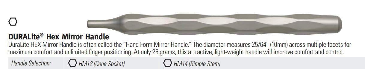 Nordent - DuraLite HEX Mirror Handle, Simple Stem Handel Type DuraLite HEX