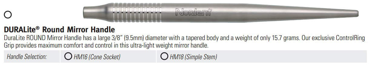 Nordent - Duralite Round Mirror Handle, Simple Stem