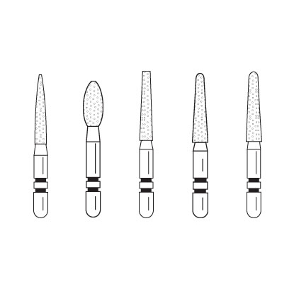 Premier - Two Striper Gold-Plated Curettage Short Cut Diamond Friction Grip Burs - Short-Cut 252SBS