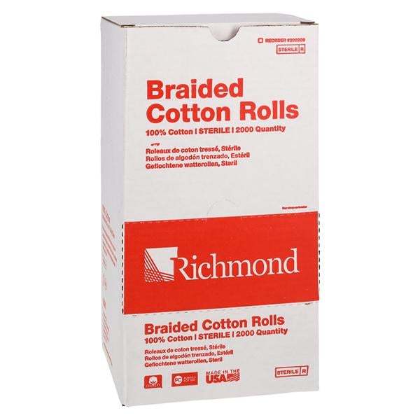 Braided Cotton Rolls Medium 1-1/2" x 3/8" Sterile 2000Bx