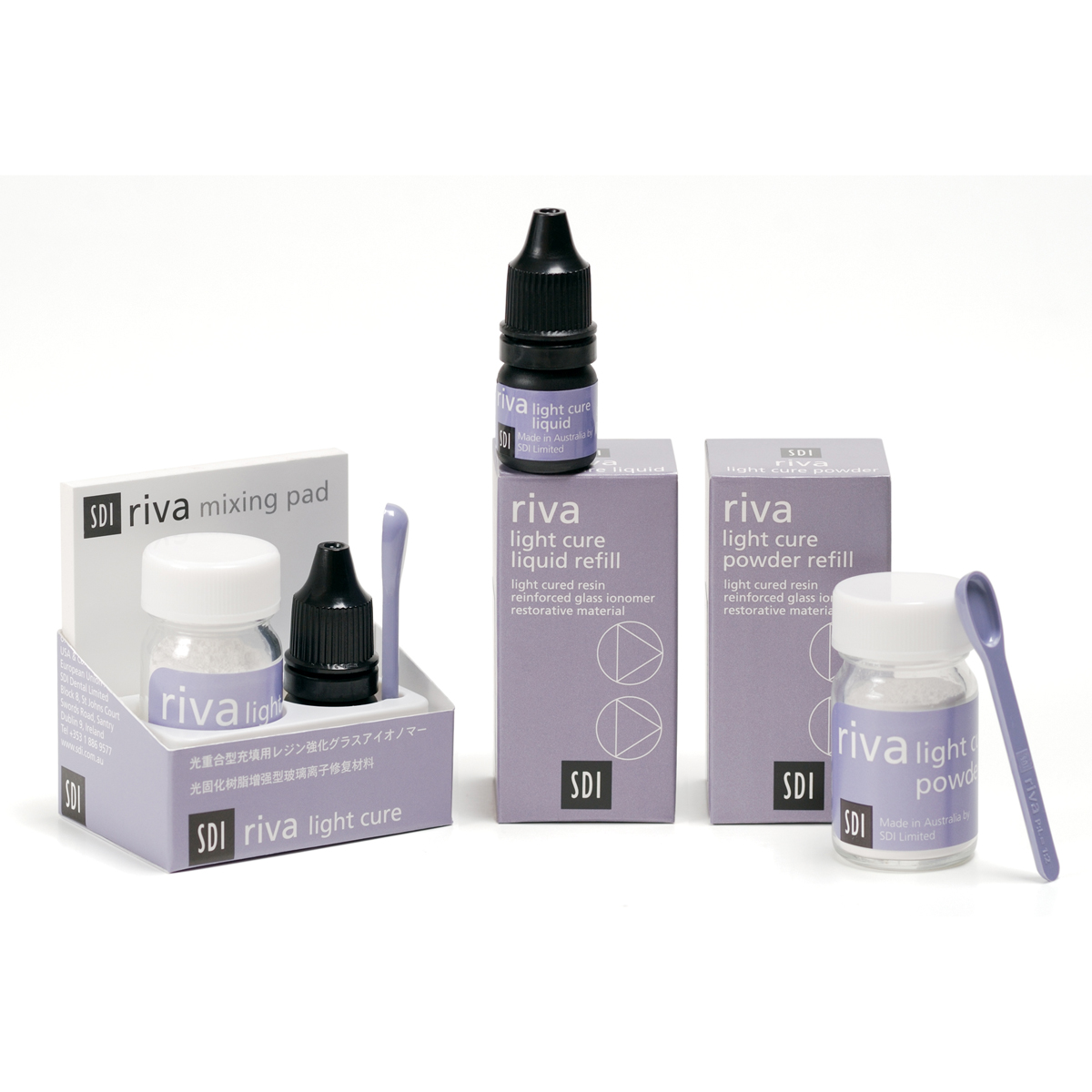Riva Light Cure Powder/Liquid Kit Regular Set - Shade A1 Standard