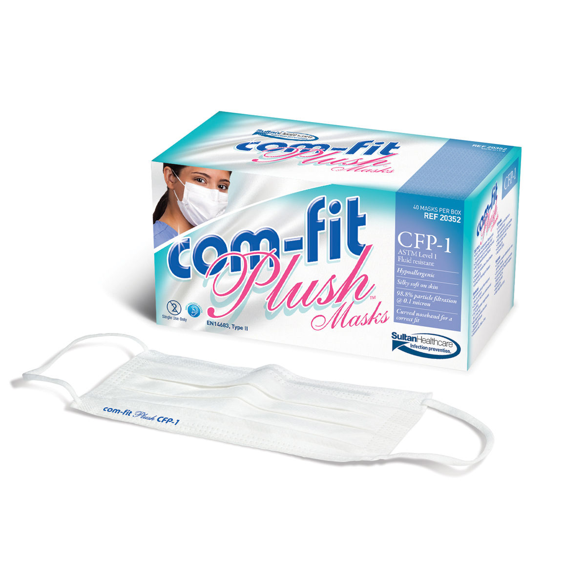 Com-Fit Plush Mask ASTM Level 1 White 40Bx