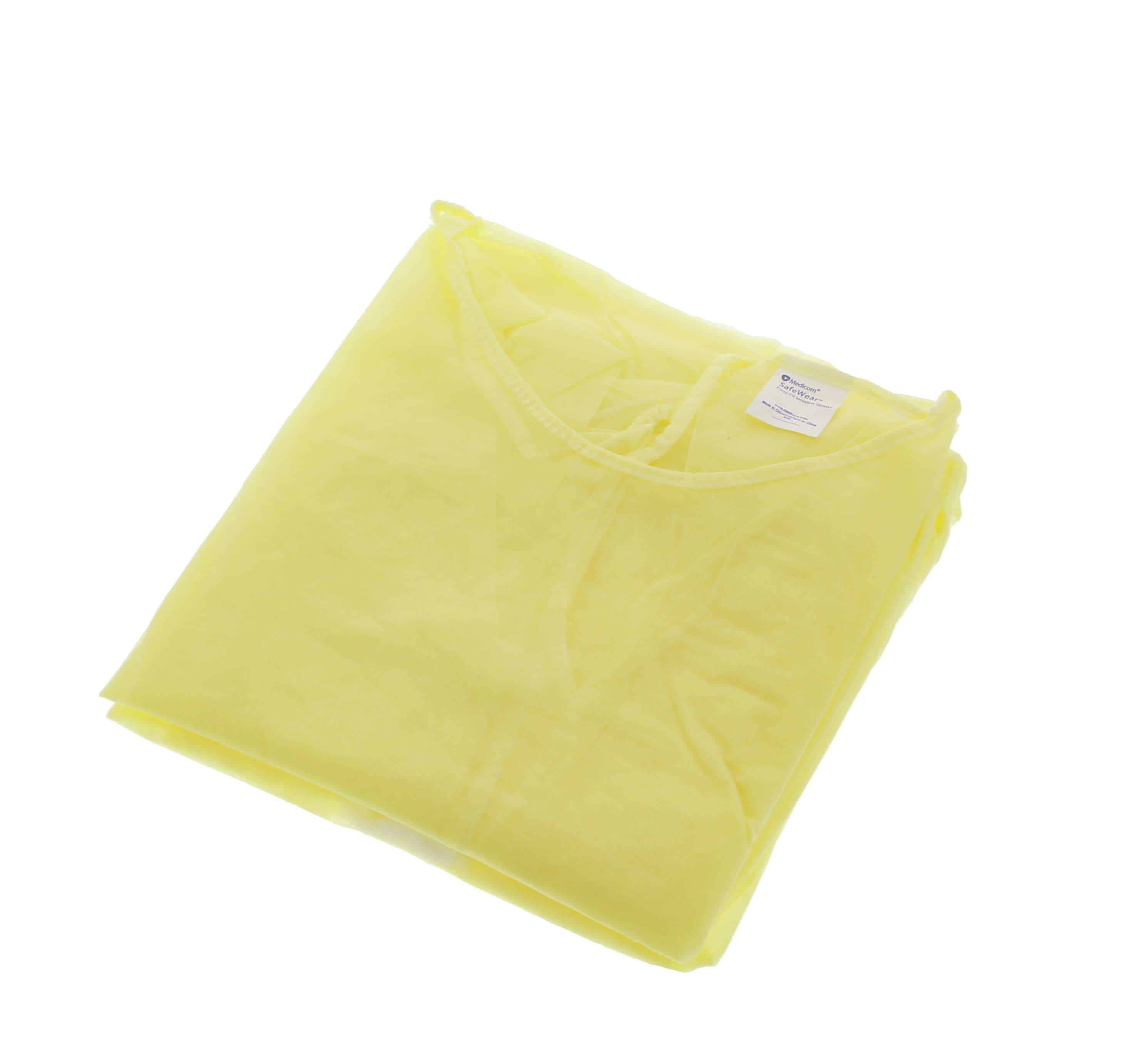 Valumax - Isolation Gowns Yellow Tie-Back Dual Fabric Knit Cuffs